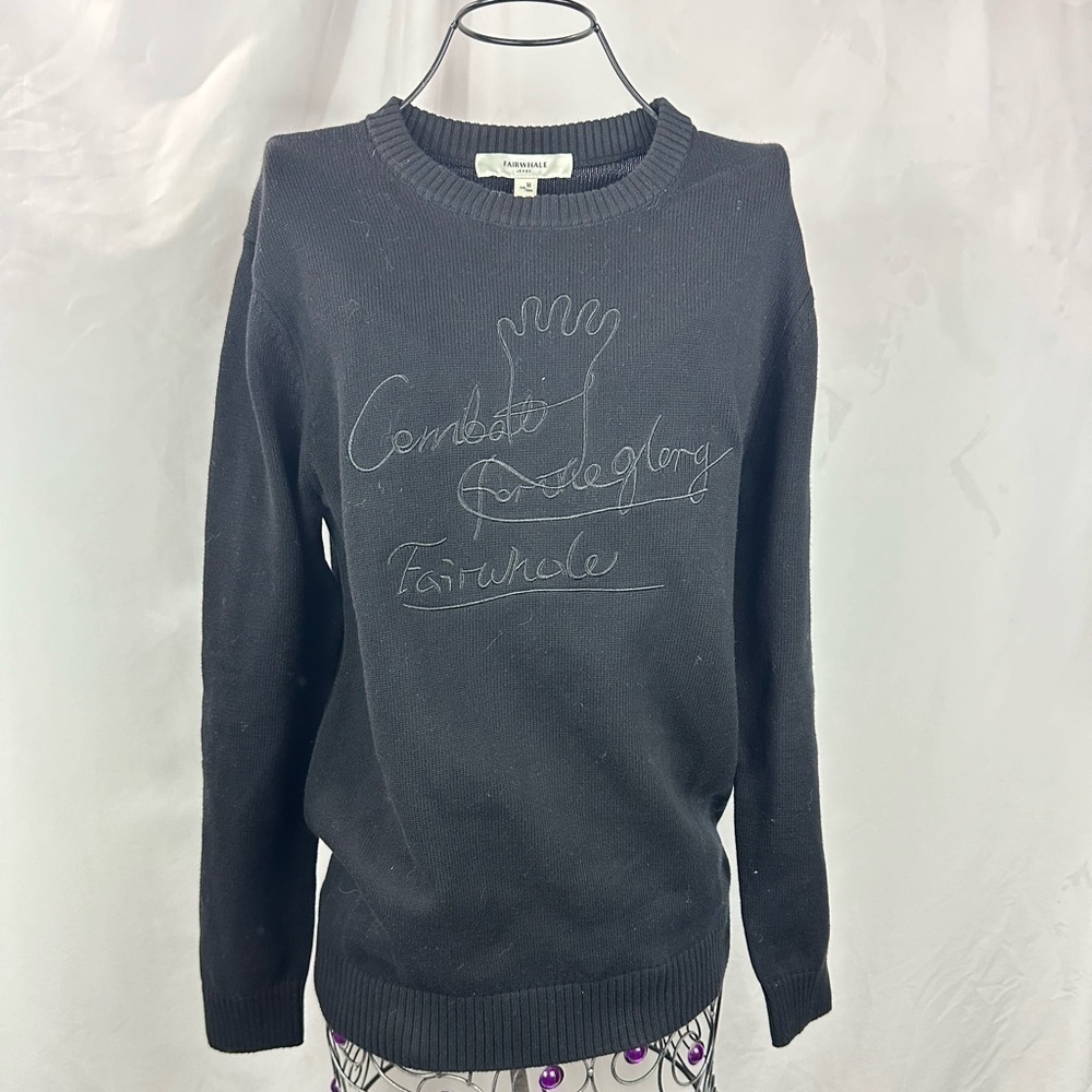 Fairwhale jeans black embroidered ribbed sweater size M